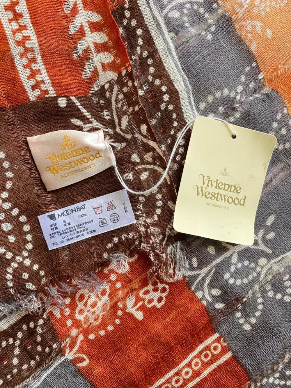 NWT Vivienne Westwood Accessories 100% Wool Scarf Lightweight Wrap Japan 73